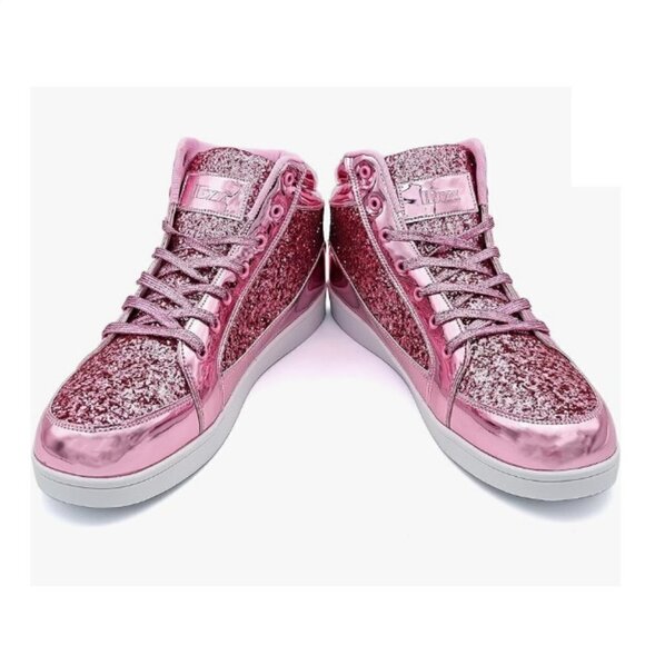 Shoes - Pink Glitter High Top Shoes |  Party Casual Lace-up Sneakers